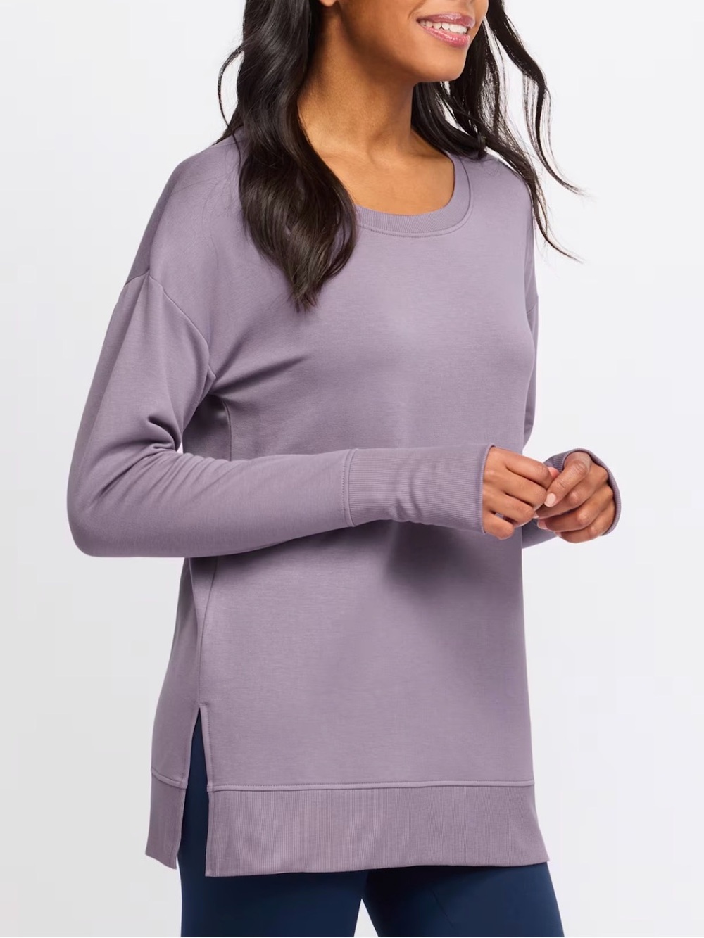 WE WANDER LuxLoop Side Split Modal Fleece Pullover Sweatshirt - M